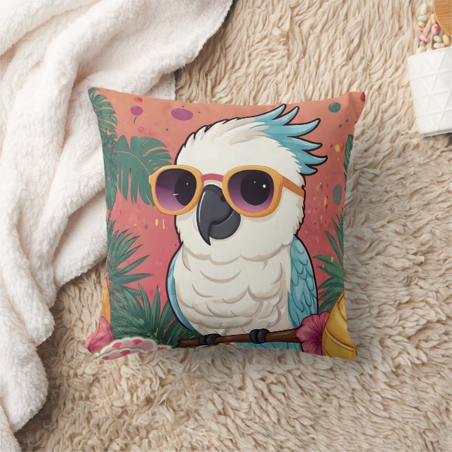 Cool Cockatoo print Throw Pillow (Blanket)
