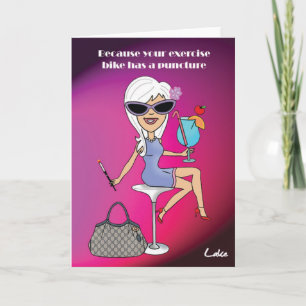 Cool Cocktail Girl customized greeting card. Card