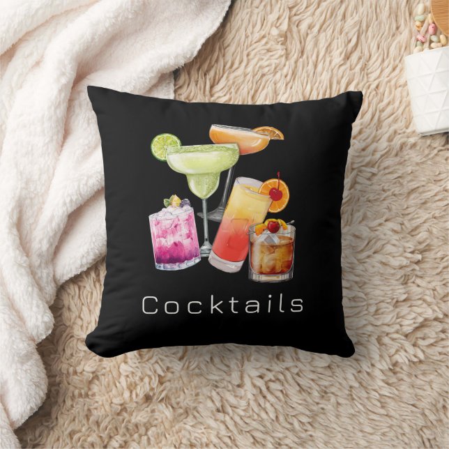 Cool Cocktails Square Throw Pillow (Blanket)