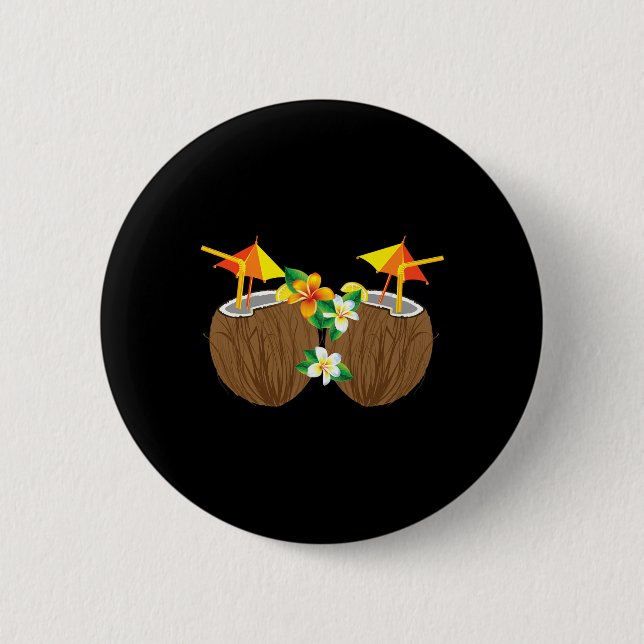 Cool Coconut Drinks Breast Funny Palm Tree Juice D Button (Front)