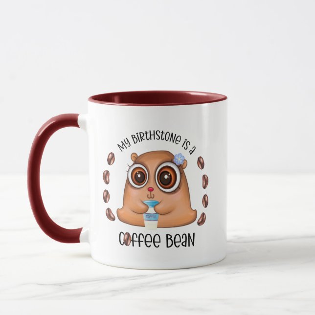 cool coffee bean add monogram Birthstone Mug (Left)