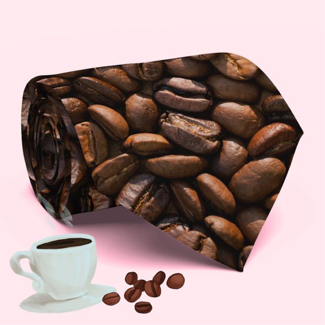 Cool Coffee Beans Pattern Fun Modern  Neck Tie (A fun coffee bean tie for the caffeine addict in your life! Makes a great gift.)