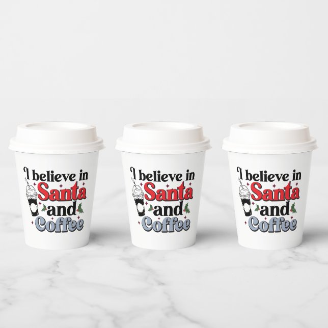 cool coffee Christmas party word art Paper Cups (Multi)