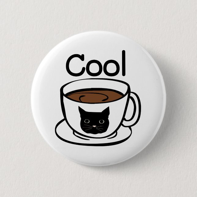 Cool coffee cup cat face cute quote art button (Front)
