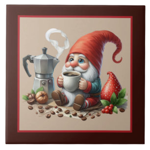 Cool coffee gnome home business crafting ceramic tile