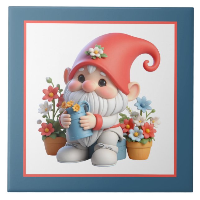 Cool coffee gnome home business crafting ceramic tile (Front)