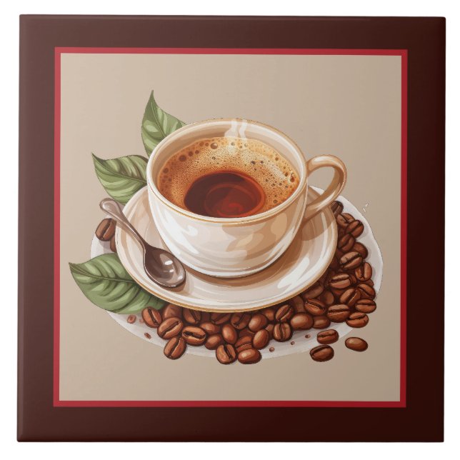 Cool coffee home business crafting  ceramic tile (Front)