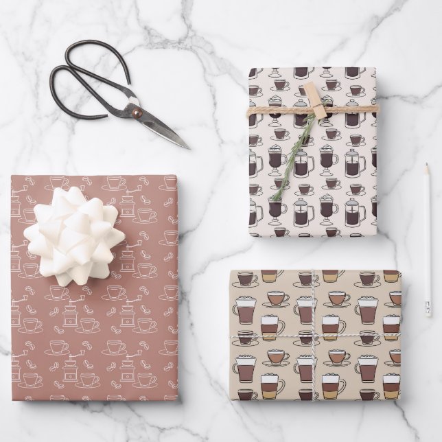 cool coffee party tiled Wrapping Paper Sheets (Front)