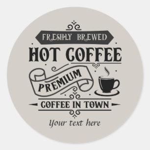 Cool coffee shop customizable classic round sticker