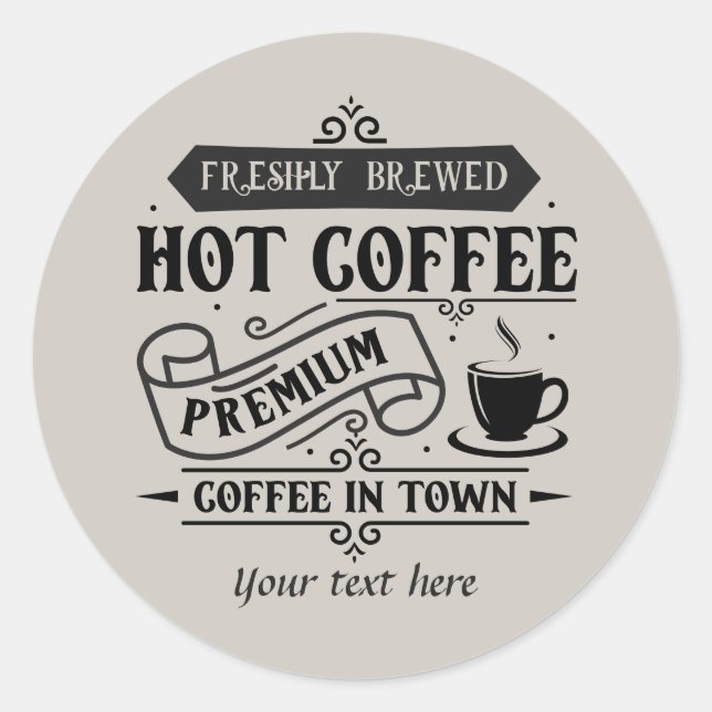 Cool coffee shop customizable  classic round sticker (Front)
