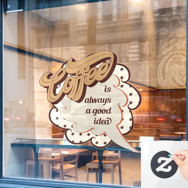 cool coffee shop shop word art Window Cling (Cafe Window)