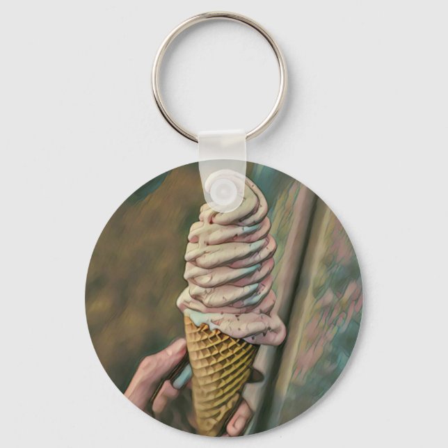 Cool cold freezing ice cream keychain (Front)