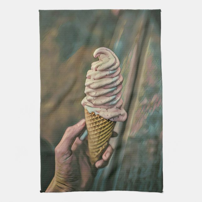 Cool cold freezing ice cream kitchen towel (Vertical)