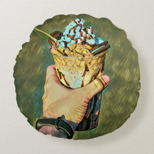 Cool cold freezing ice cream round pillow