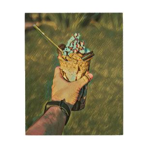 Cool cold freezing ice cream wood wall art