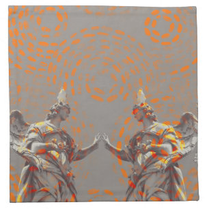 Cool collage of sculptures and orange circles cloth napkin