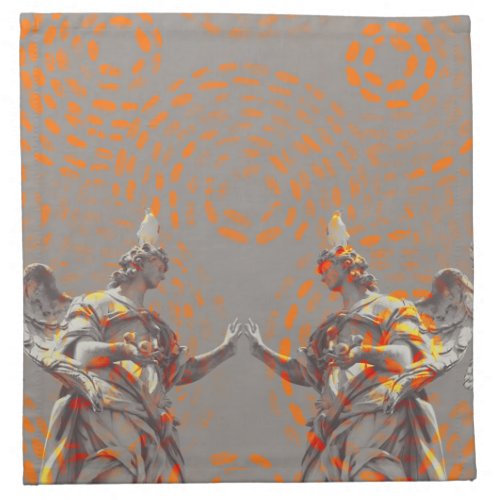 Cool collage of sculptures and orange circles cloth napkin
