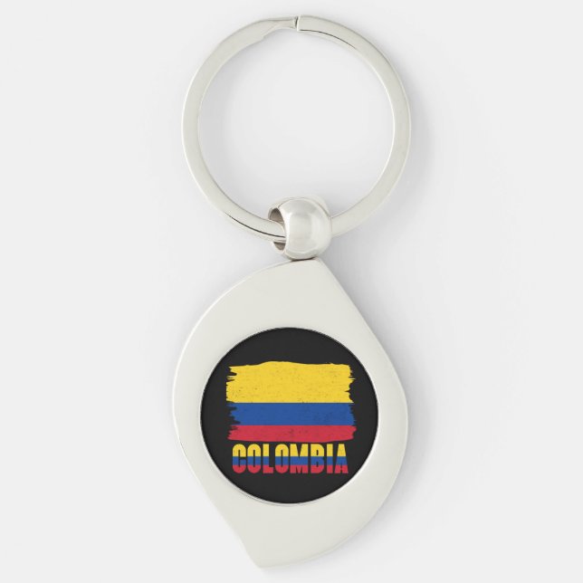 Cool Colombia Flag  Keychain (Front)