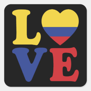 Cool Colombia Flag Love Square Sticker