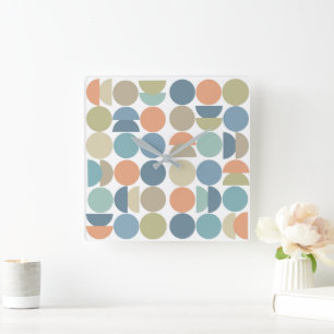 Cool Color Geo Abstract Square Wall Clock