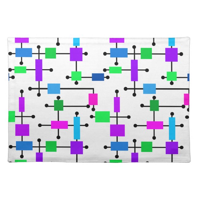 Cool Color Grid  Cloth Placemat (Front)