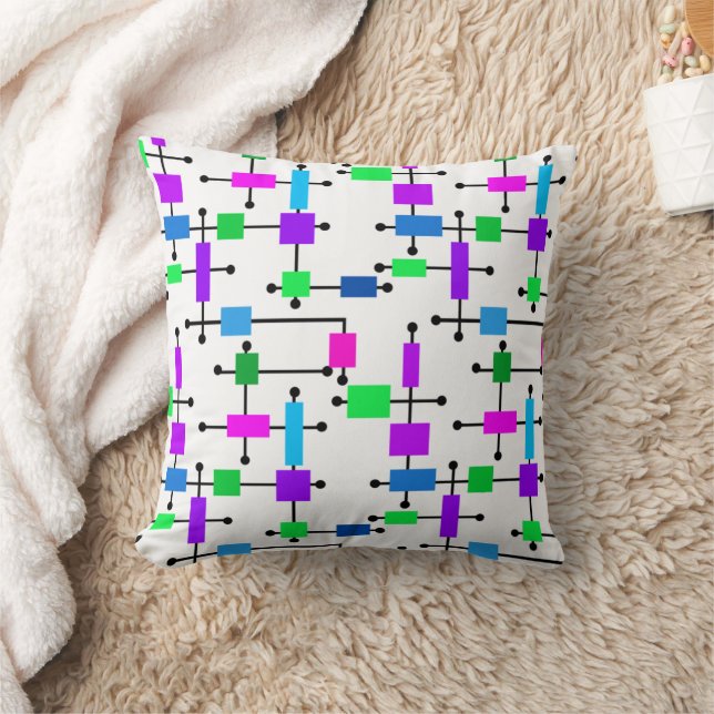 Cool Color Grid  Throw Pillow (Blanket)