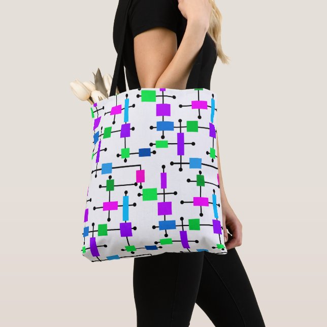 Cool Color Grid  Tote Bag (Close Up)