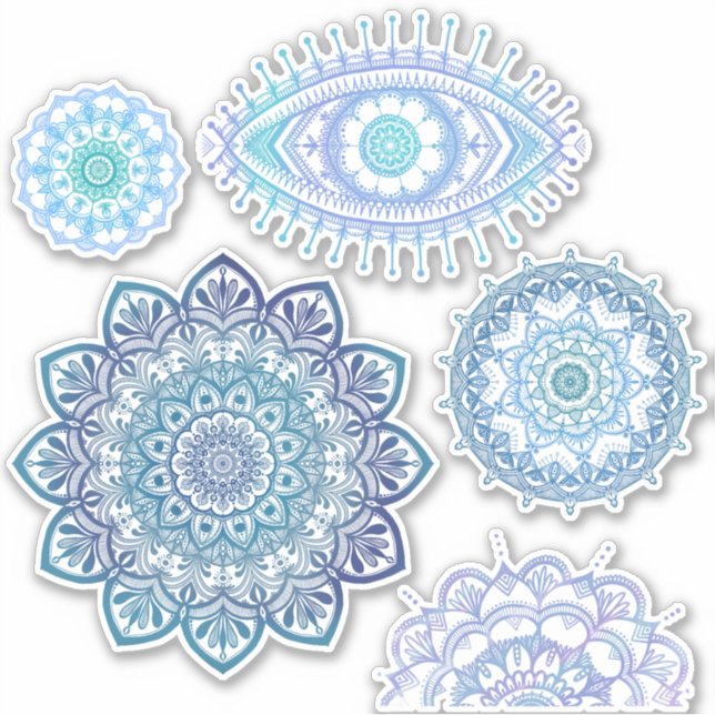 Cool Color Megaflora Design Mandala Sticker (Front)