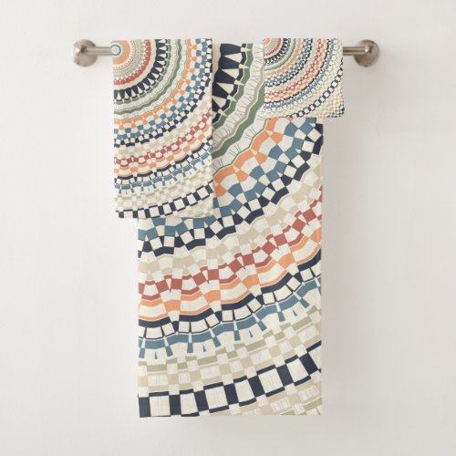 Cool Color Palette Mandala  Bath Towel Set