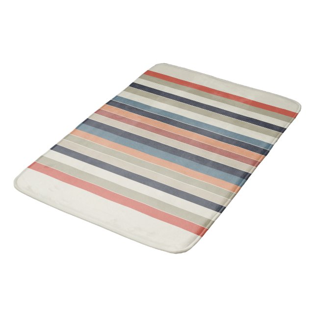 Cool Color Palette Stripes  Bath Mat (Angled)