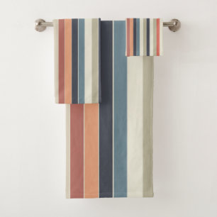 Cool Color Palette Stripes  Bath Towel Set