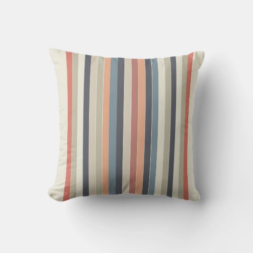 Cool Color Palette Stripes Outdoor Pillow