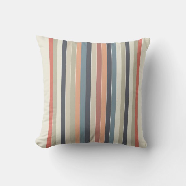 Cool Color Palette Stripes Outdoor Pillow (Front)