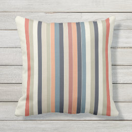 Cool Color Palette Stripes Outdoor Pillow