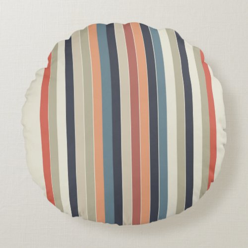 Cool Color Palette Stripes  Round Pillow