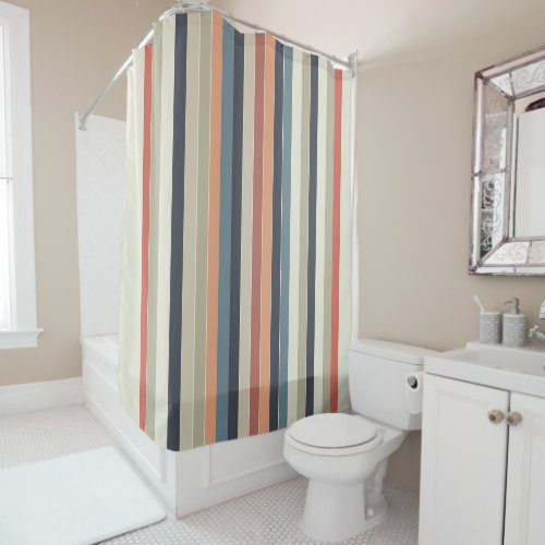 Cool Color Palette Stripes   Shower Curtain