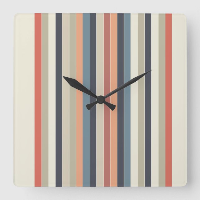 Cool Color Palette Stripes  Square Wall Clock (Front)