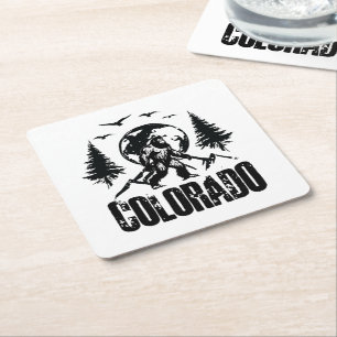 Cool Colorado Day Bigfoot Vintage Hiking Square Paper Coaster