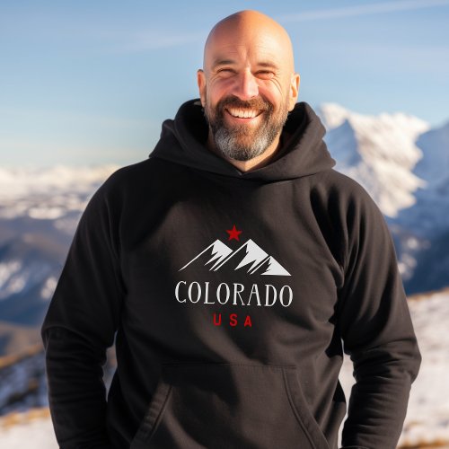 Cool Colorado USA Mountains with Star Dark Color Hoodie