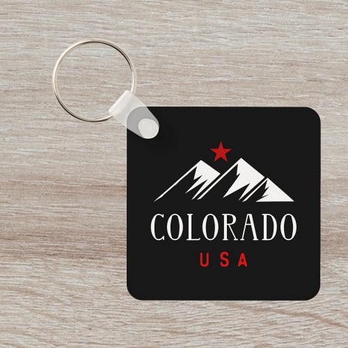 Cool Colorado USA Mountains with Star Dark Color Keychain