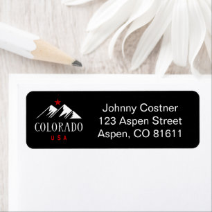 Cool Colorado USA Mountains with Star Dark Color Label