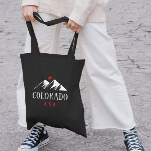 Cool Colorado USA Mountains with Star Dark Color Tote Bag