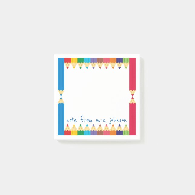 Cool Colored Pencil Boarder Post-it Notes (Front)
