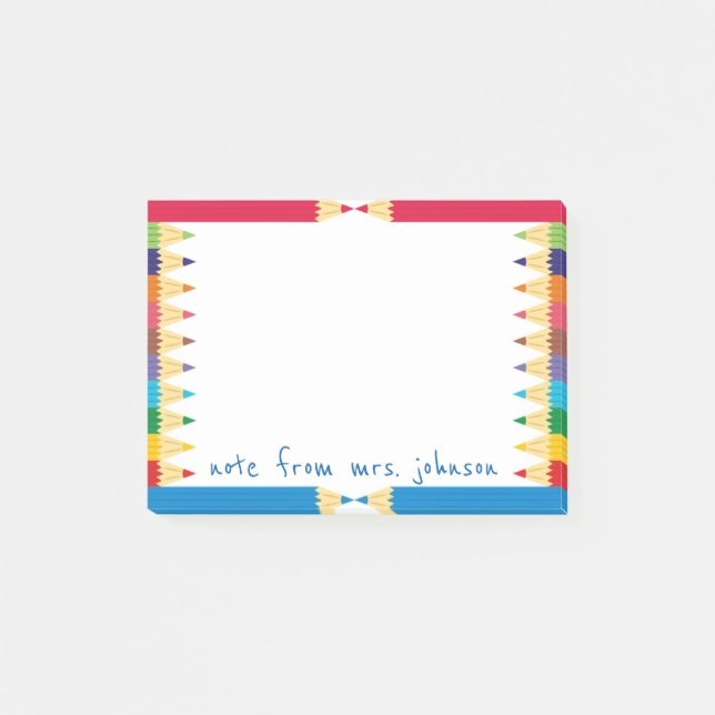 Cool Colored Pencil Boarder Post-it Notes (Front)