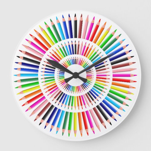 Cool Colored Pencils Large Clock