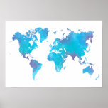 Cool Colored Watercolor World Map Poster at Zazzle