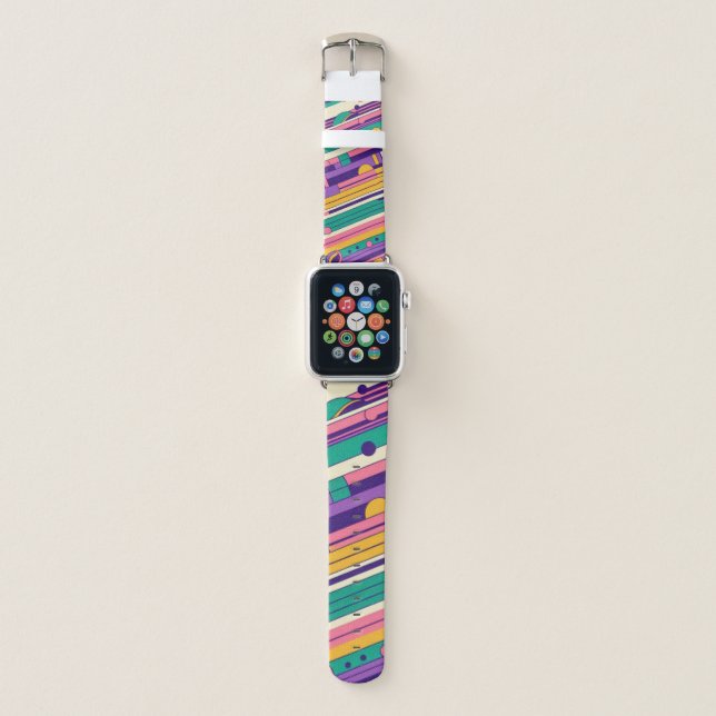 Cool, colorful 80s/90s retro designed apple watch band (Front)