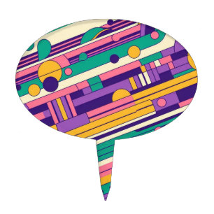Cool, colorful 80s/90s retro designed cake topper