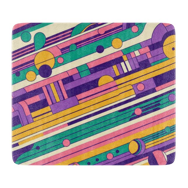 Cool, colorful 80s/90s retro designed cutting board (Front)