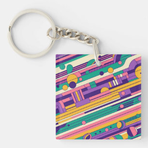 Cool, colorful 80s/90s retro designed keychain